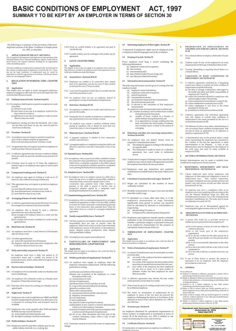 High Quality Labour Law Charts Posters For South African Business High Quality Labour Law Charts Posters For South African Business